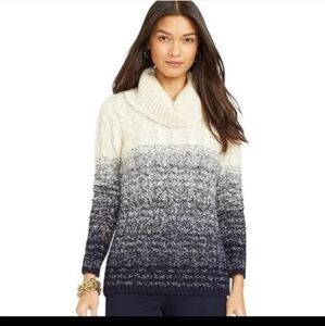 RALPH Lauren Medium Cable Knit Turtle Neck Mohair Blend Sweater
